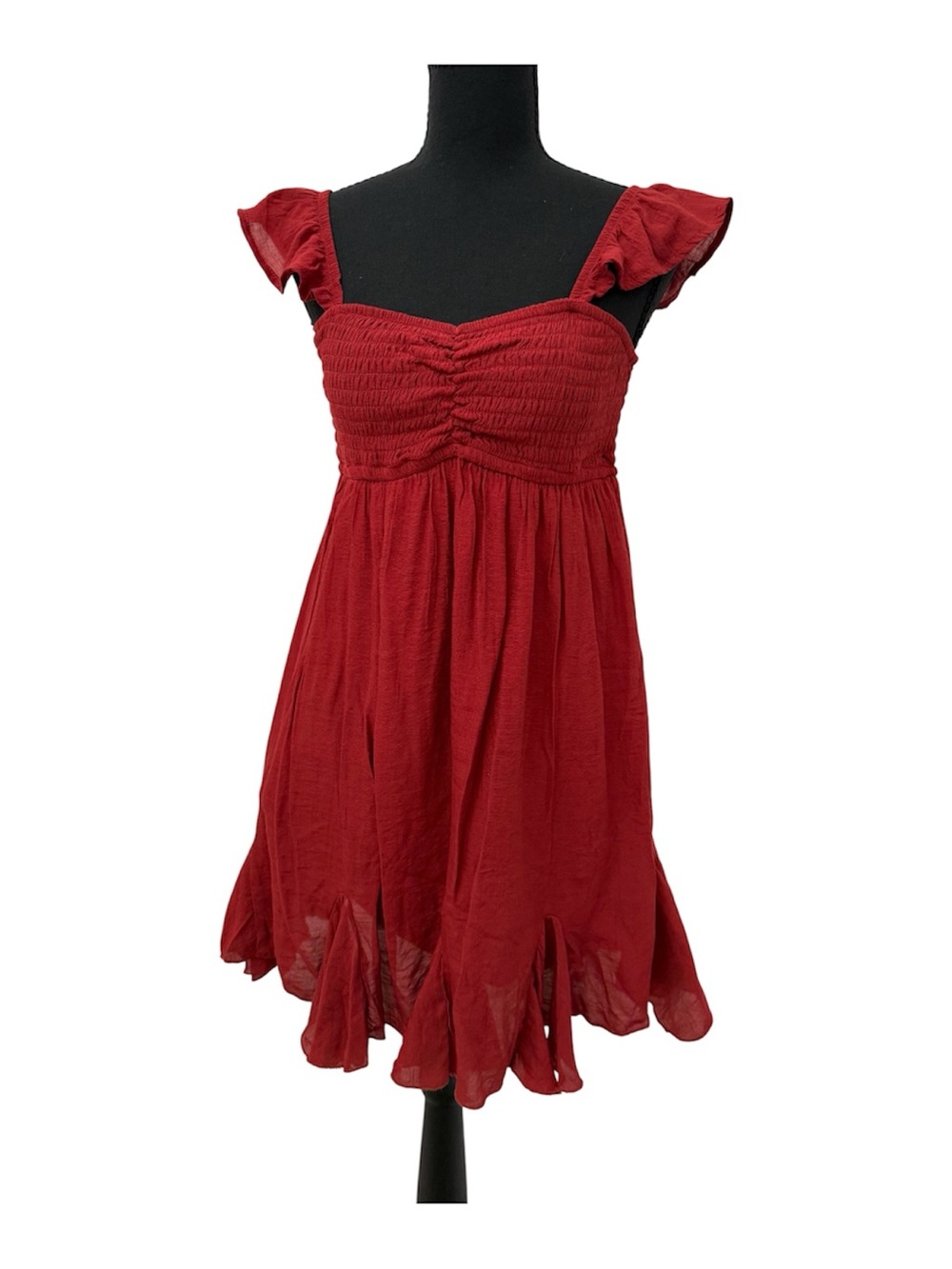 Inspired Hearts Red Ruffled Sleeve Mini Dress